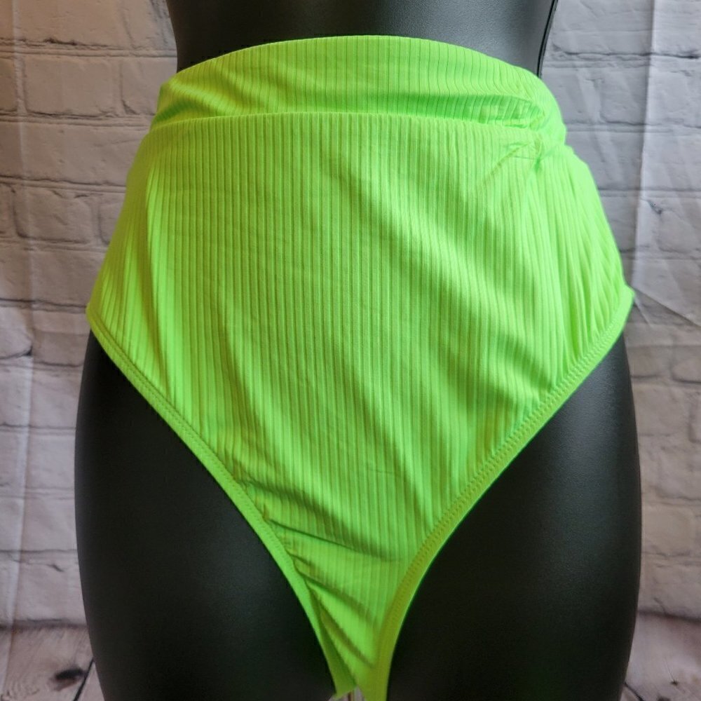 California Waves Juniors' High-Waist Bikini Bottoms Green